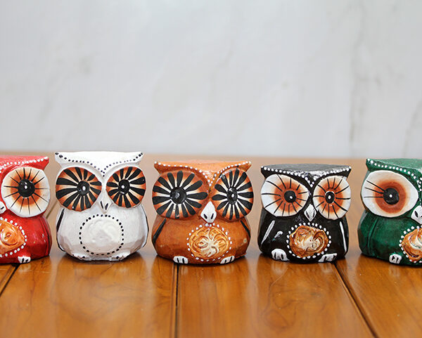 Ahşap 5&apos;li Baykuş Seti Model 3