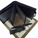 Ahşap Deri Kutulu Siyah Renk 3&apos;lü Hediye Seti - Kalem, Cüzdan, Anahtar - Görsel 3