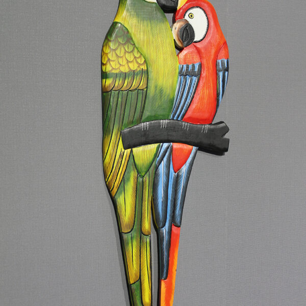 Ahşap Duvara Asmalı 2&apos;li Papağan Model 1