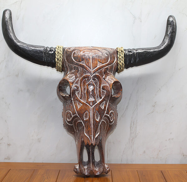 Ahşap Duvara Asmalı Bufalo Kafası