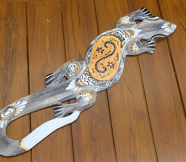 Ahşap Duvara Asmalı Kertenkele Figürü