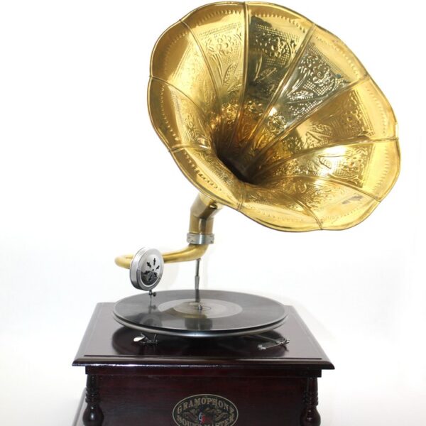 Ahşap Kare Gramofon Taş Plak Çalar