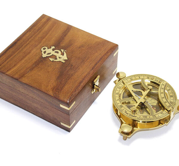 Ahşap Kutulu El Yapımı Pirinç Güneş Saati Ve Pusula