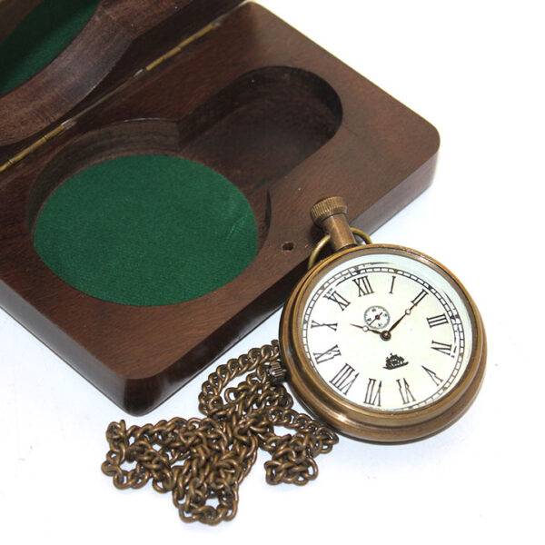 Ahşap Kutulu Pirinç Köstekli Saat Model 7