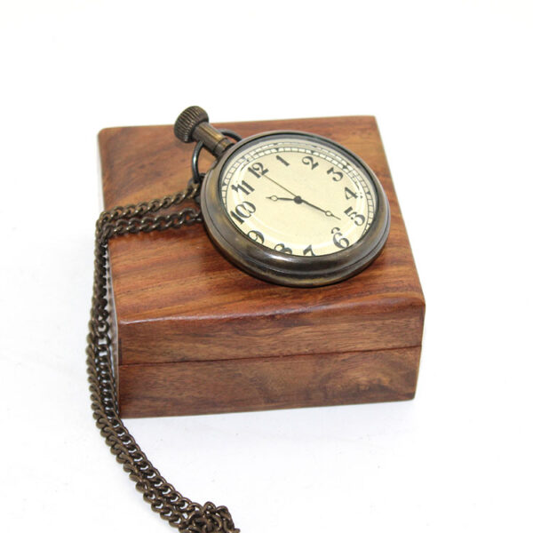 Ahşap Kutulu Pirinç Köstekli Saat Model 1