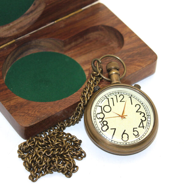 Ahşap Kutulu Pirinç Köstekli Saat Model 3