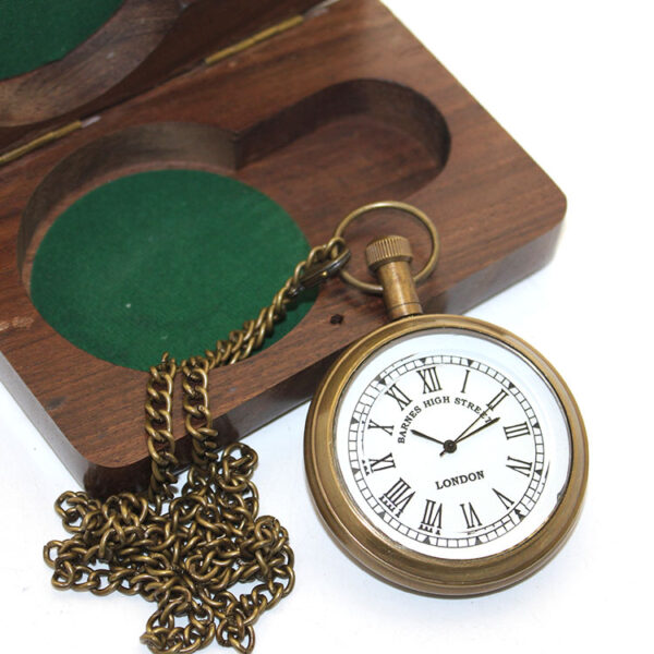 Ahşap Kutulu Pirinç Köstekli Saat Model 4