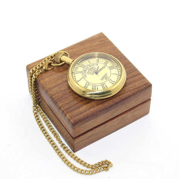 Ahşap Kutulu Pirinç Köstekli Saat Model 9