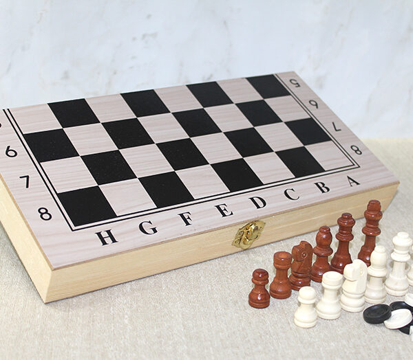 Ahşap Kutulu Satranç Tavla Seti Model 2