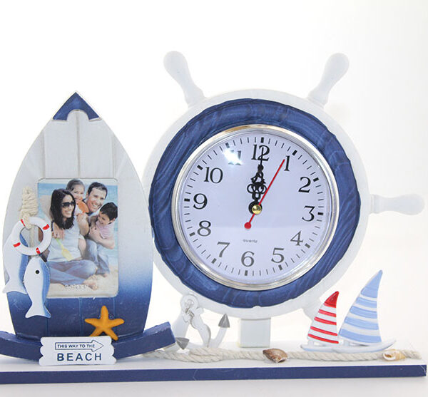 Ahşap Marin Dümenli Çerçeveli Saat Model 1