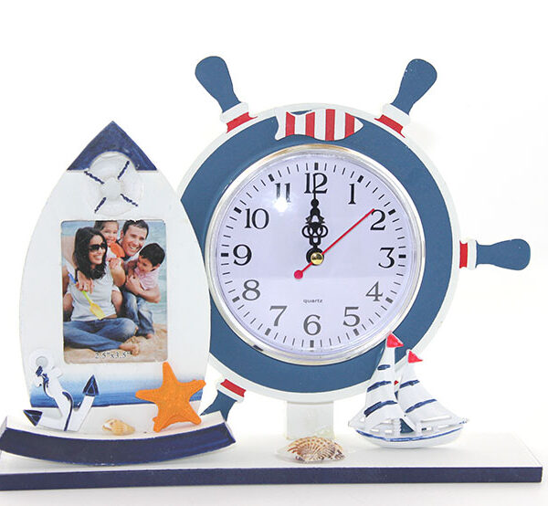 Ahşap Marin Dümenli Çerçeveli Saat Model 2