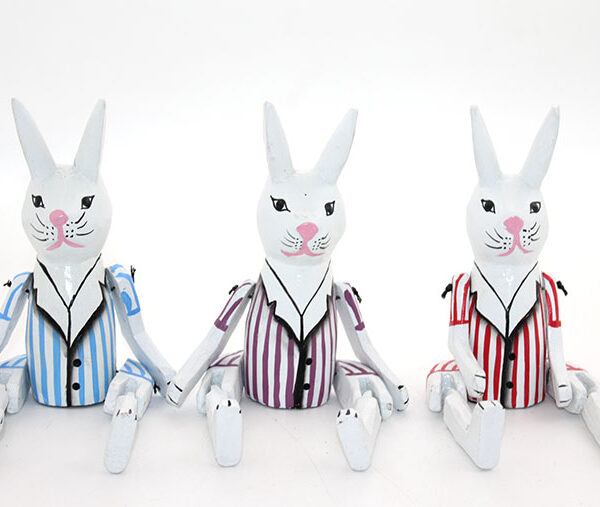 Ahşap Sallanan Tavşan Figürü