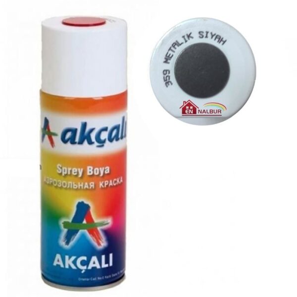 Akçalı Sprey Boya 400 ml 359 Metalik Siyah