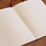 Altın Şeritli Taba Rengi Deri Not Defteri - Görsel 3