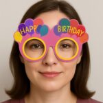 Balon Desenli Karton Doğum Günü Gözlükleri 6 Adet Pembe Renk - Görsel 2