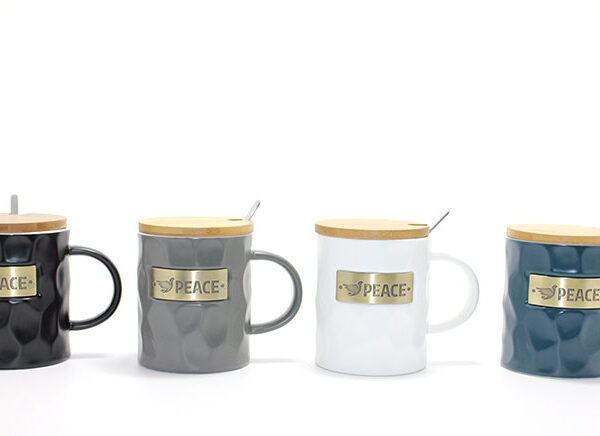 Bambu Kapaklı Porselen Kupa Bardak