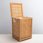 Büyük Boy Ahşap Bambu Kirli Sepeti 45x45x62 - Görsel 4