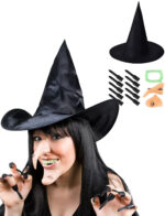 Cadı Kostüm Seti - Cadı Şapkası, Cadı Tırnakları, Cadı Burnu, Cadı Çenesi, Cadı Dişi - Görsel 2