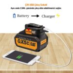 CAT DA18099 18Volt 2A Çift Çıkışlı USB Port + LED Fener (Akü Dahil Değildir) - Görsel 3