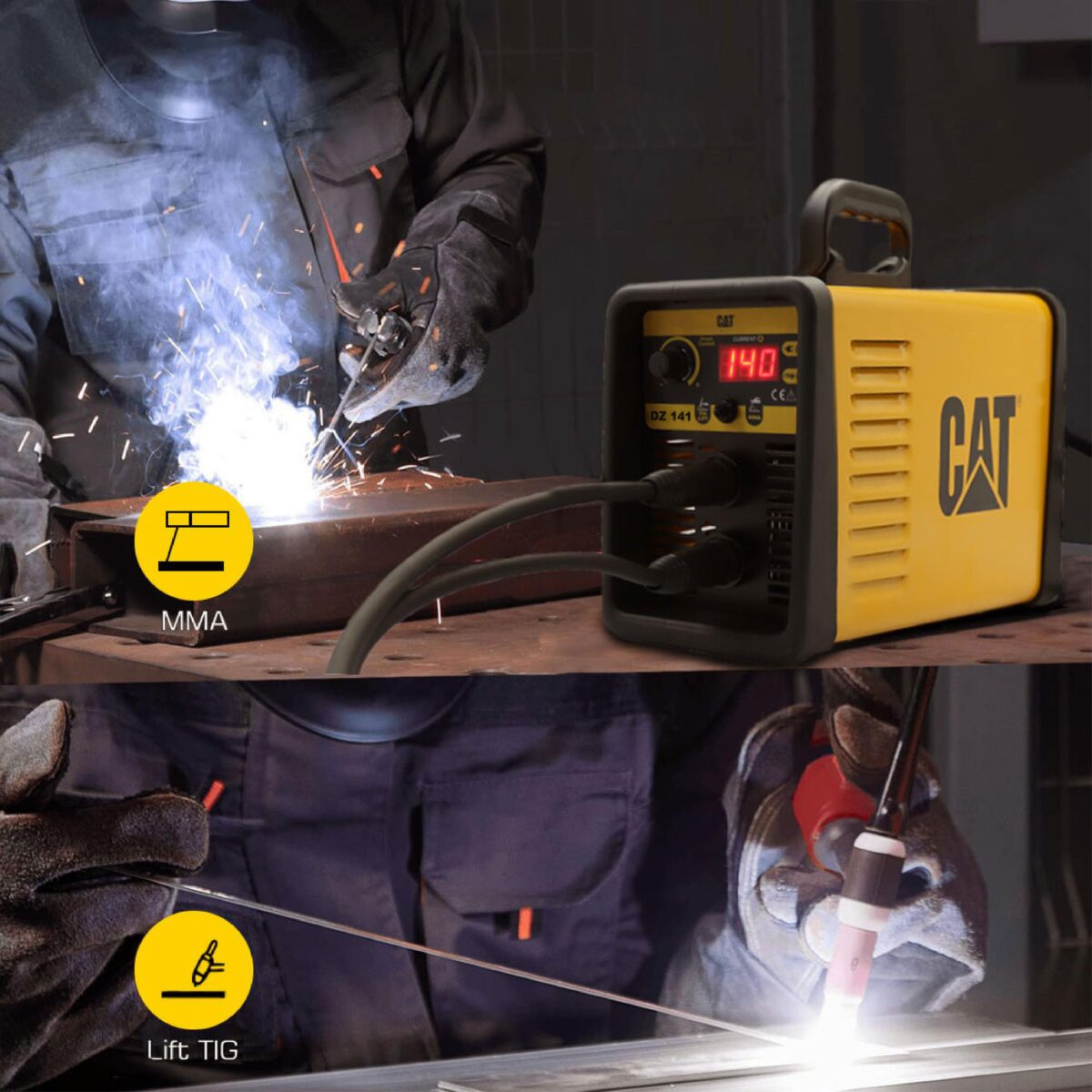 CAT DZ141T 140 Amper TIG LIFT/MMA Çanta Tipi Profesyonel Dijital İnverter Kaynak Makinesi + CAT DX37 Avuç Taşlama - Görsel 2
