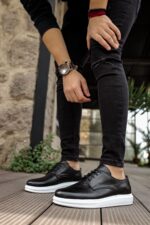 CH003 - DBT Classica Pelle Di Cuoio Erkek Ayakkabı SIYAH - Görsel 3