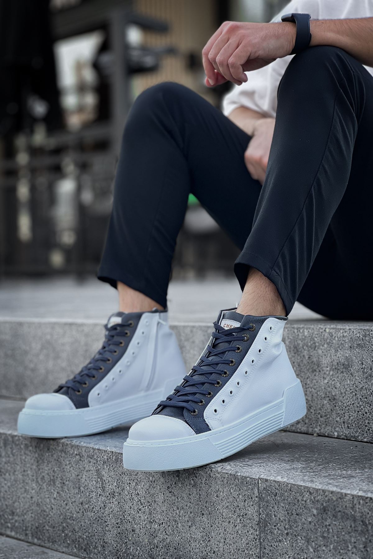 ch167-gbt-blazer-erkek-bot-b-24783_5 CH167 - GBT Blazer Erkek Bot BEYAZ/ANTRASIT - Görsel 5