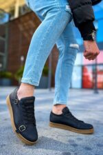 CH191 - CKT Side Buckle Erkek Ayakkabı SIYAH - Görsel 5