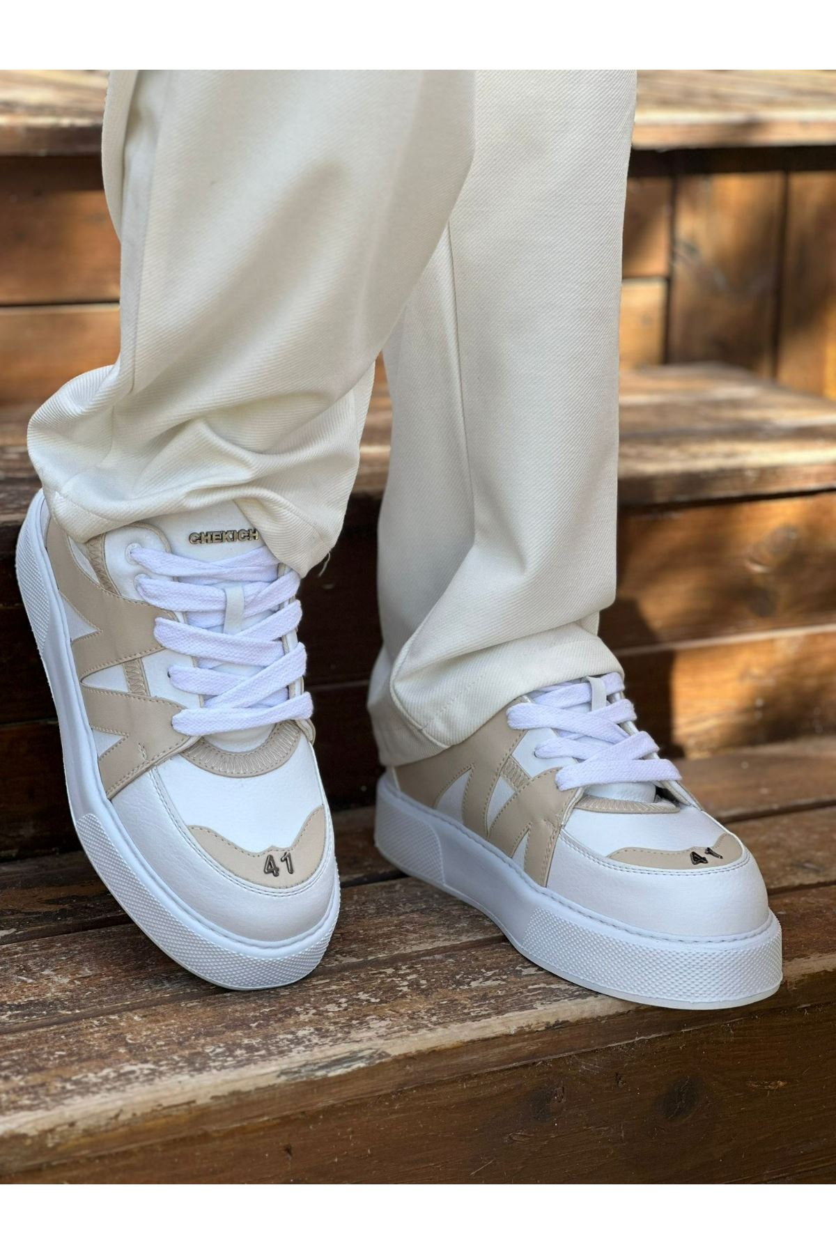 ch2407-cbt-star-x-erkek-spor-24955_2 CH2407 - CBT Star-X Erkek Spor Ayakkabı BEYAZ / BEJ - Görsel 2