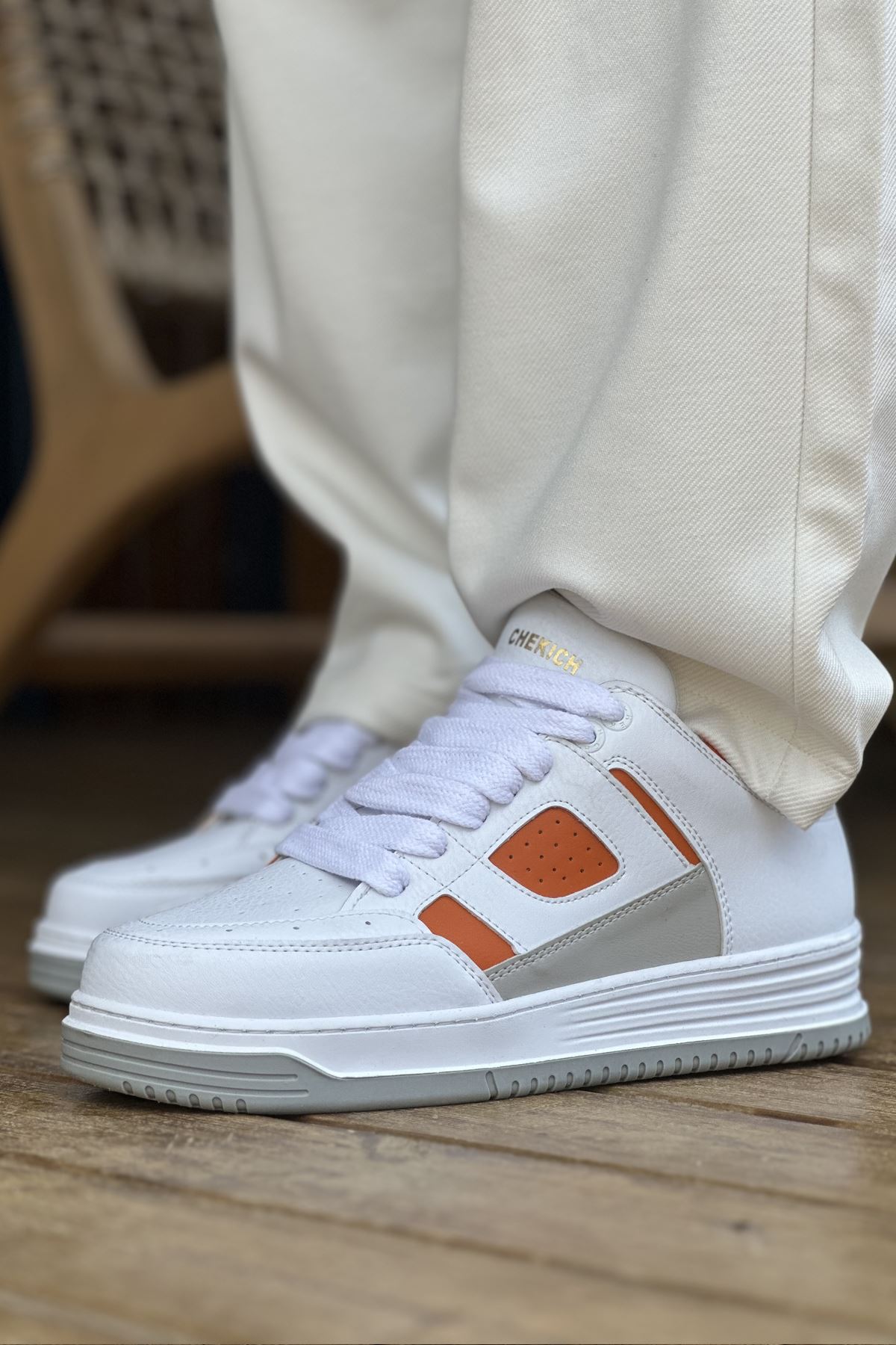 ch2410-cbt-avax-erkek-spor-24994_2 CH2410 - CBT Avax  Erkek Spor Ayakkabı Beyaz/Turuncu - Görsel 2