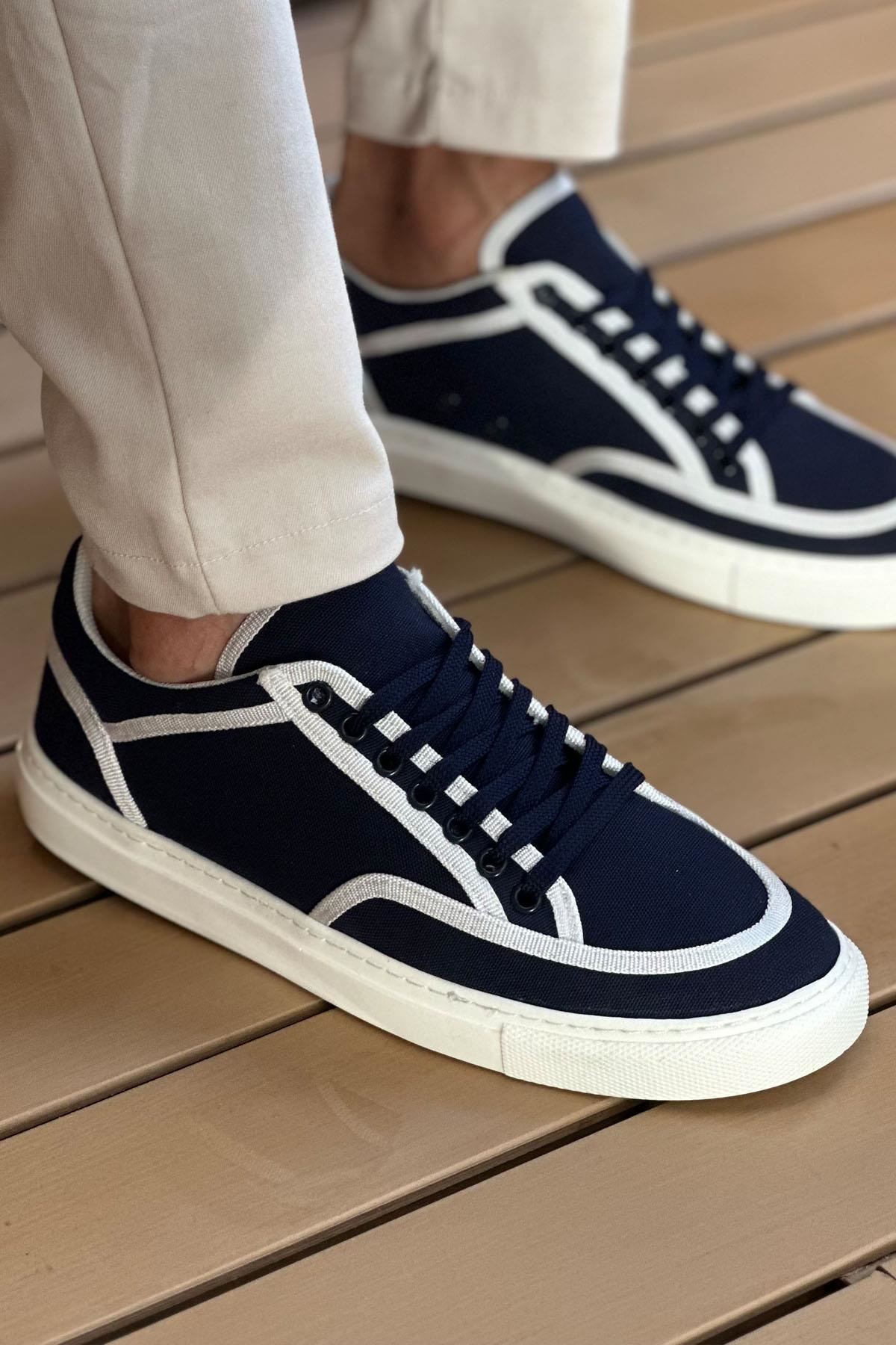 ch2505-keten-erkek-ayakkabi-25024_2 CH2505 - Keten Erkek Ayakkabı Lacivert Beyaz - Görsel 2