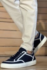 CH2505 - Keten Erkek Ayakkabı Lacivert Beyaz - Görsel 4