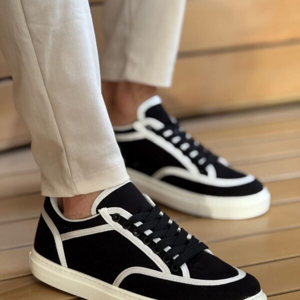 CH2505 - Keten Erkek Ayakkabı SİYAH - BEYAZ