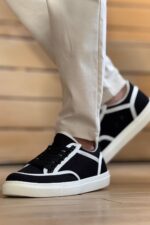 CH2505 - Keten Erkek Ayakkabı SİYAH - BEYAZ - Görsel 3