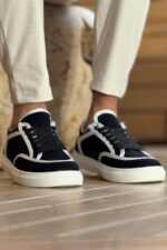 CH2505 - Keten Erkek Ayakkabı SİYAH - BEYAZ - Görsel 4