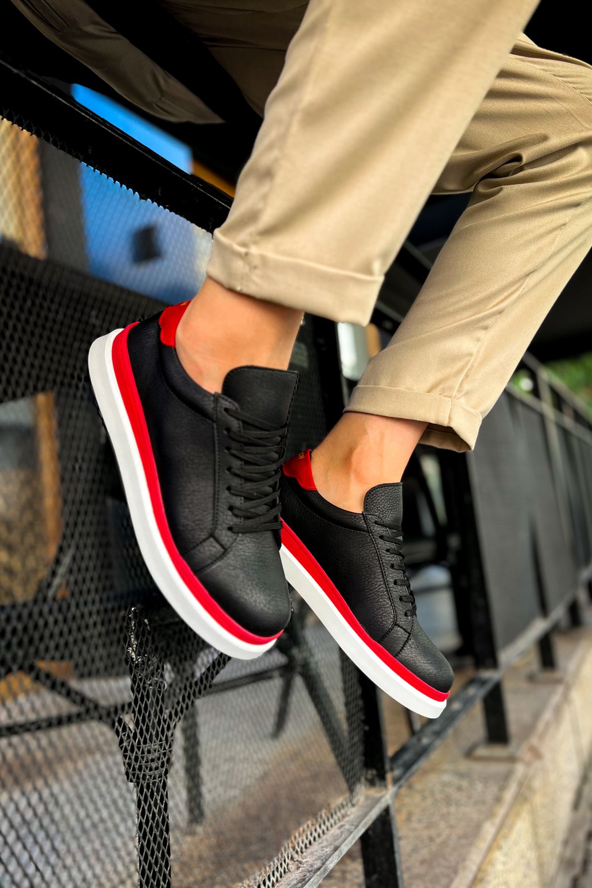 ch979-santoni-gbt-spor-erkek-25434_1 CH979 - Santoni GBT Spor Erkek Ayakkabı SIYAH/KIRMIZI - Görsel 1