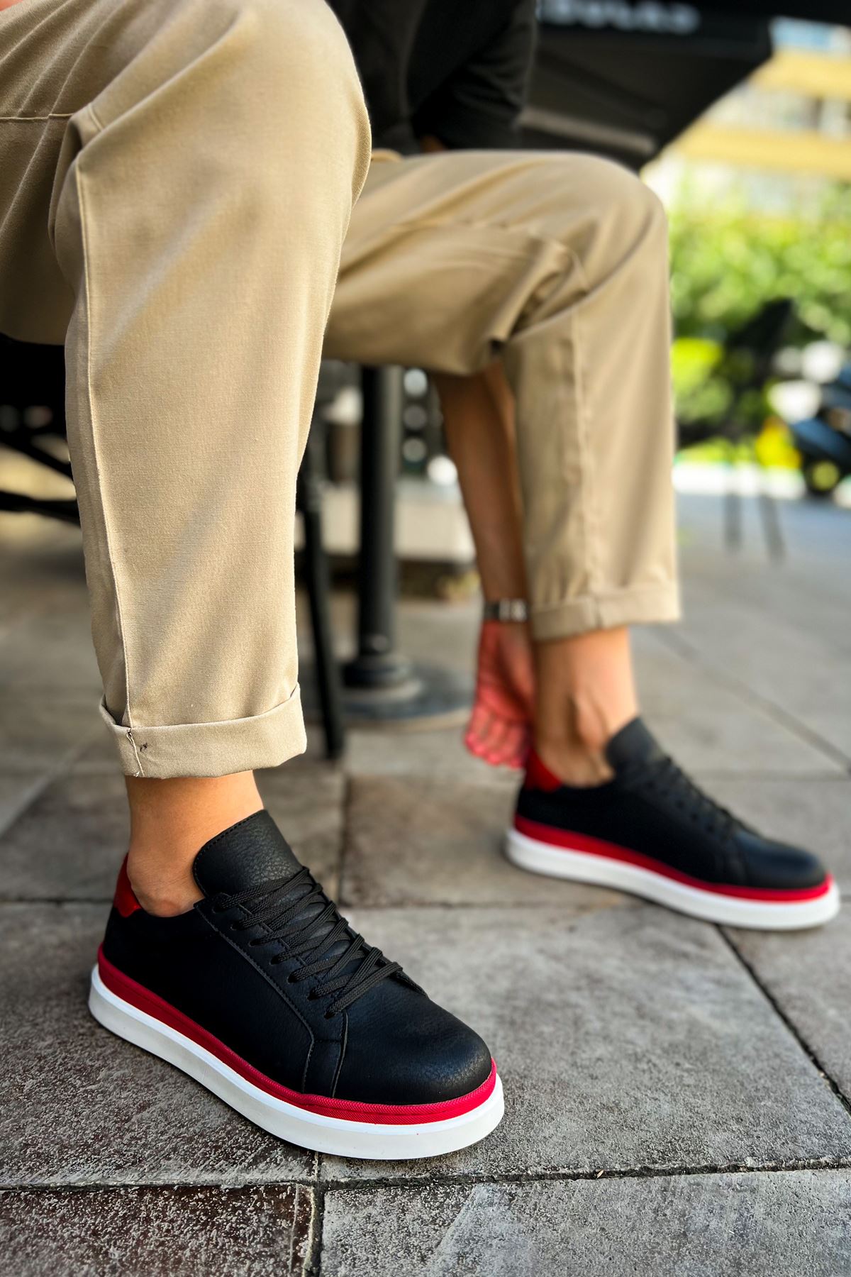 ch979-santoni-gbt-spor-erkek-25434_3 CH979 - Santoni GBT Spor Erkek Ayakkabı SIYAH/KIRMIZI - Görsel 3