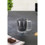 Çift Cidarlı Cam Kupa Gri Renk - Görsel 3