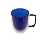 Çift Cidarlı Cam Kupa Lacivert Renk - Görsel 4