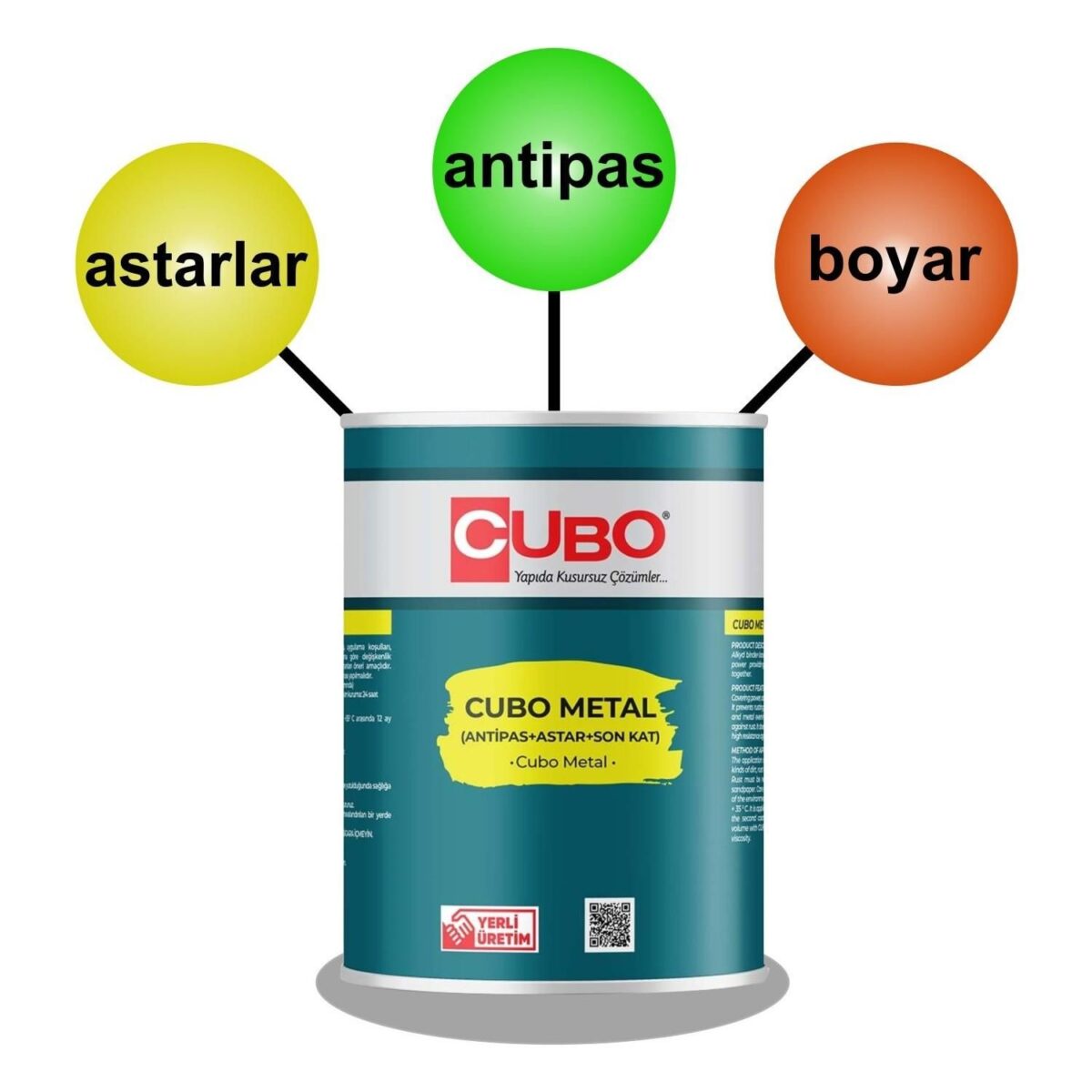 Cubo Metal Pas Boyası Beyaz 0,75 Litre - Görsel 2