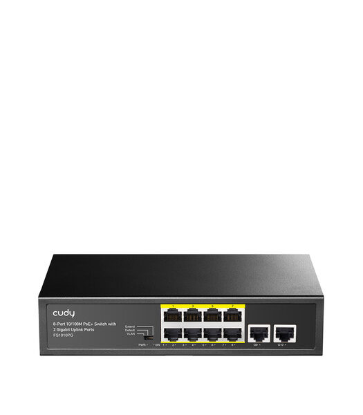 CUDY 8Port 10/100M PoE+2GB Up 80W Switch