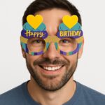 Cupcake Temalı Doğum Günü Renkli Karton Happy Birthday Gözlüğü 6 Adet - Görsel 3