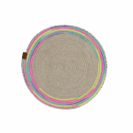 DecoHandy 39cm Neon Renkli Şeritli Jüt Örme Supla Amerikan Servis - Görsel 2