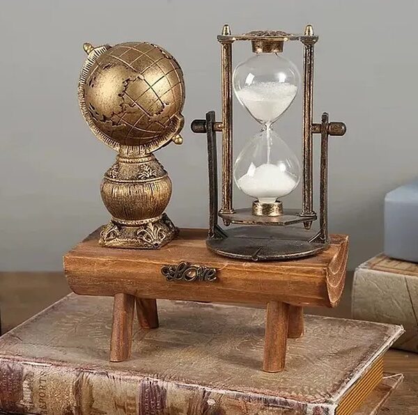 Dekoratif Dünya Biblolu Kum Saati