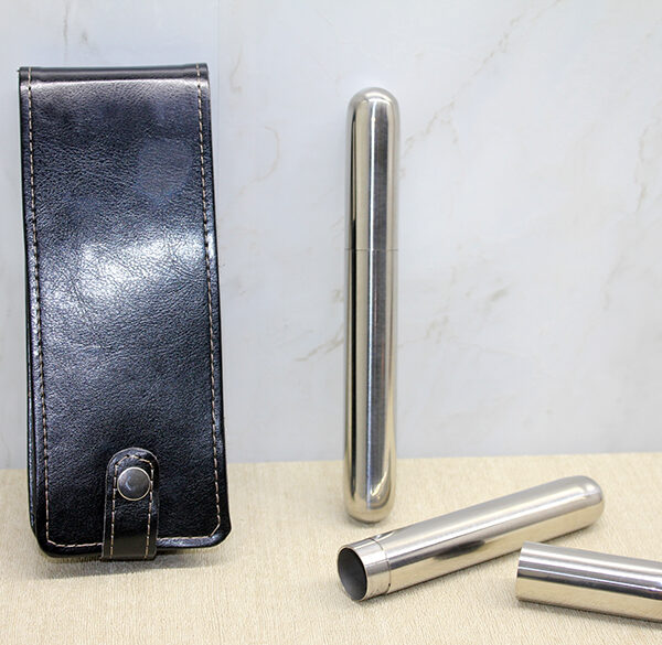 Deri Kılıflı İkili Paslanmaz Çelik Puro Tüpü