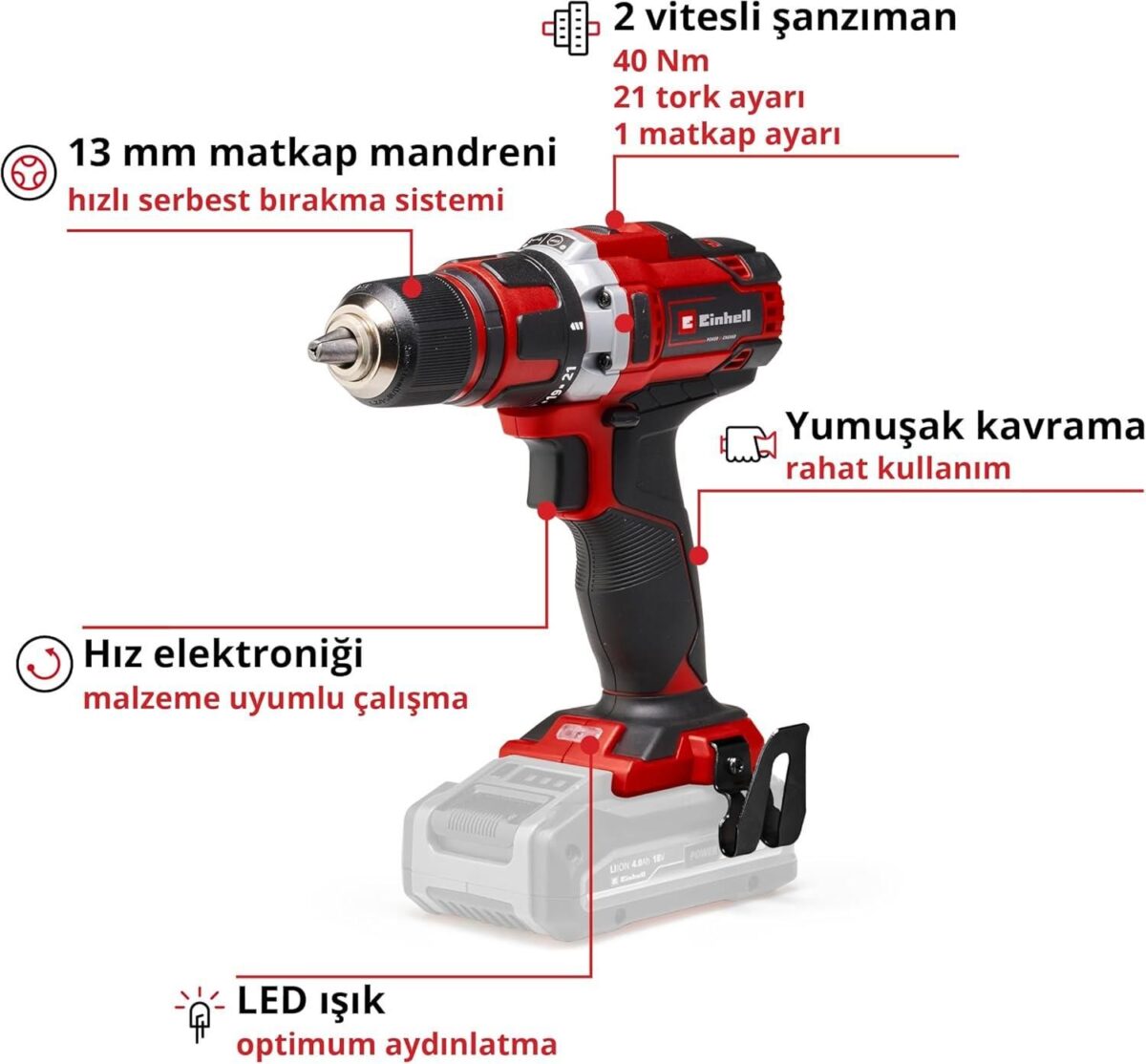 Einhell TE CD 18/40 Lİ Solo Vidalama - Görsel 2