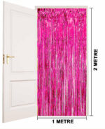 Ekstra Metalize Parlak Saçaklı Arka Fon Perde Fuşya - Görsel 3