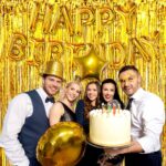 Ekstra Metalize Parlak Saçaklı Arka Fon Perde Gold - Görsel 2