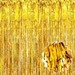 Ekstra Metalize Parlak Saçaklı Arka Fon Perde Gold - Görsel 3