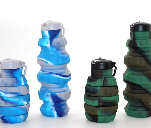 El Bombası Tasarımı Katlanabilir Portatif Silikon Su Şişesi 500 Ml