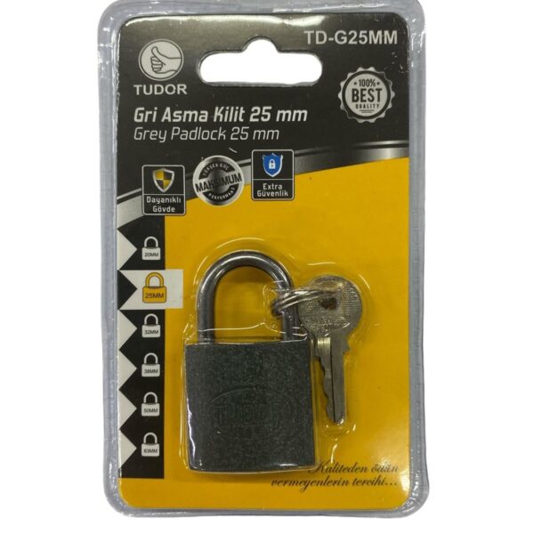 Ennalbur Tudor 25 mm Kısa Gri Asma Kilit
